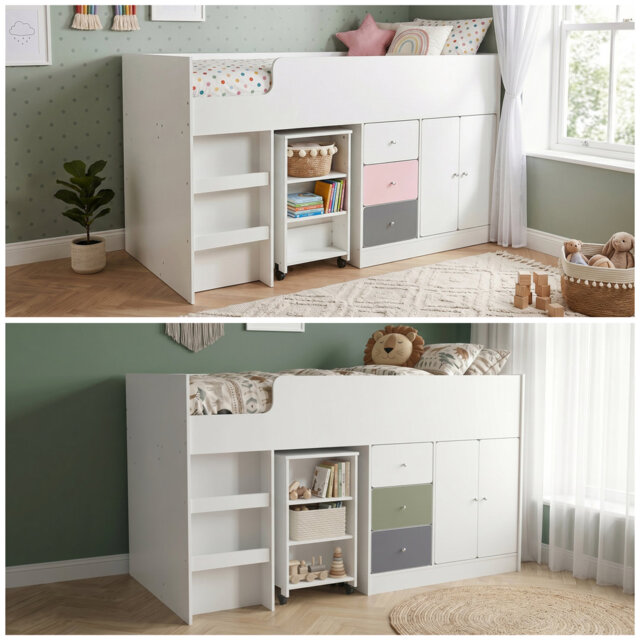 Liston Weishaar Single (3') Mid Sleeper Bed Frame with Built in Desk and Ladder