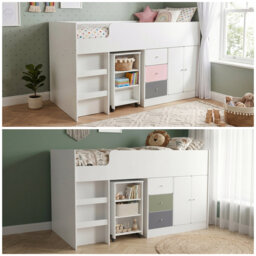 Liston Single (3') Mid Sleeper Bed Frame with Built in Desk and Ladder