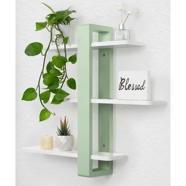 3-Tier White Pine Wood Floating Shelves for Wall, Large Storage Display for Home, Office, Bathroom.