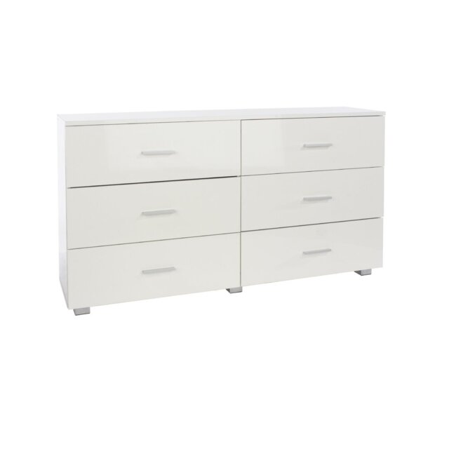 Domonick White gloss 3+3 Drawer Chest of Drawers