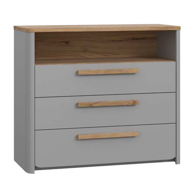 Yanga Large Grey And Oak Chest Of Drawers