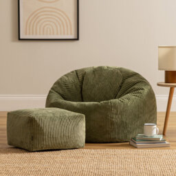 Kingston Cordurouy Bean Bag and Square Footstool