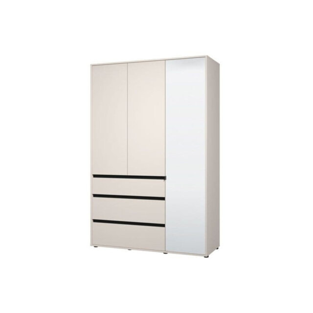 Aka Wardrobe 138cm 3 Door 3 Drawer Mirrored Cashmere Storage Hanging Door With Shelving Drawers Bedroom Furniture