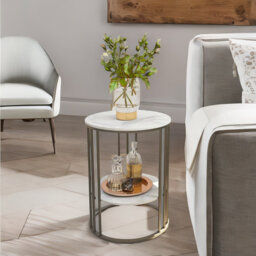 Attenborough 2 Tier Round Faux Marble Side Table