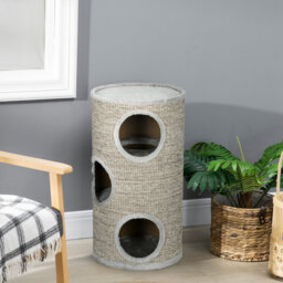 Cat Barrel Kitten Tree Tower for Indoor Cats Large Light Grey