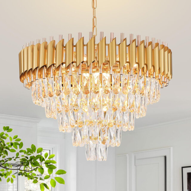 "Albree 23.2"" Luxury Dual-Tone Gold/Rose Gold Crystal Chandelier, E14 Base, Bulb Excluded"