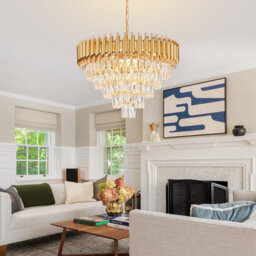 "Albree 23.2"" Luxury Dual-Tone Gold/Rose Gold Crystal Chandelier, E14 Base, Bulb Excluded"