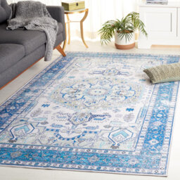 Arizona Maleek Machine Washable Non-Slip Area Rug in Grey/Blue