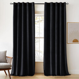 Thermal Velvet Curtains with Eyelet Ring Top - Blackout Crushed Velvet Drapes Pair