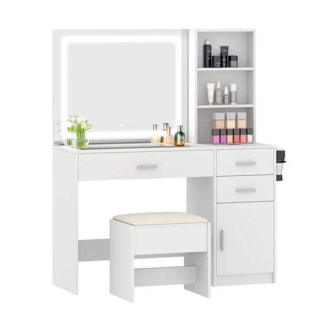Ameria Dressing Table with Mirrorï¼Modern Makeup Vanity Table Set