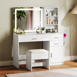 Ameria Dressing Table with Mirror，Modern Makeup Vanity Table Set
