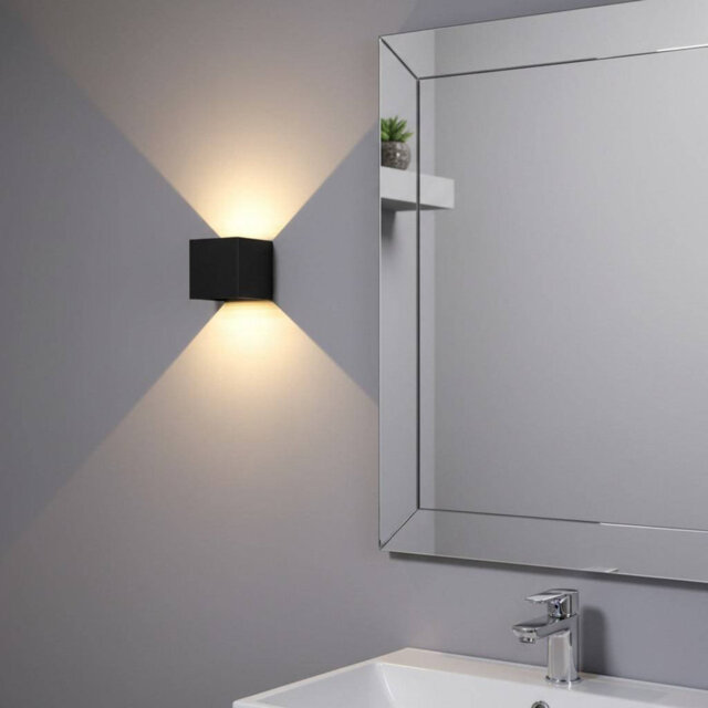 UltraBeam Black Square Up and Down Outdoor LED Wall Light 6 Watt LED 600 Lumens