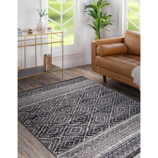 Siegbert Geometric Machine Woven Area Rug