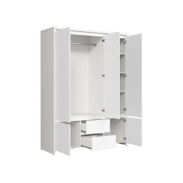 Berardino 153cm 5-Door Wardrobe with Mirror - Minimalist Full Storage Solution