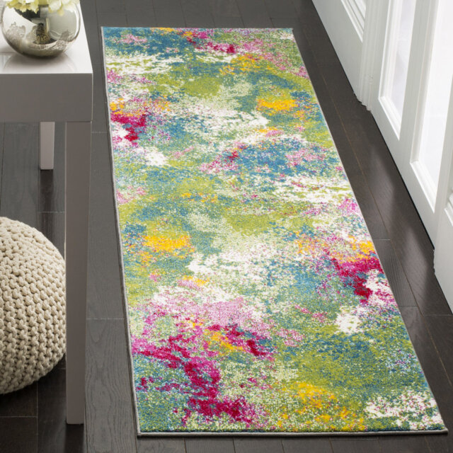 Parkins Power Loom Green/Fuchsia Rug
