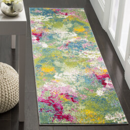 Parkins Power Loom Green/Fuchsia Rug