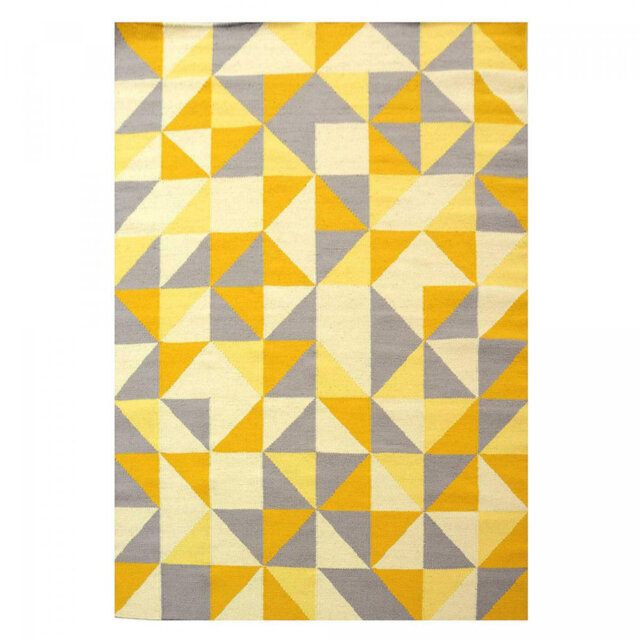 Anaya Handmade Kilim Wool Yellow/Grey Rug