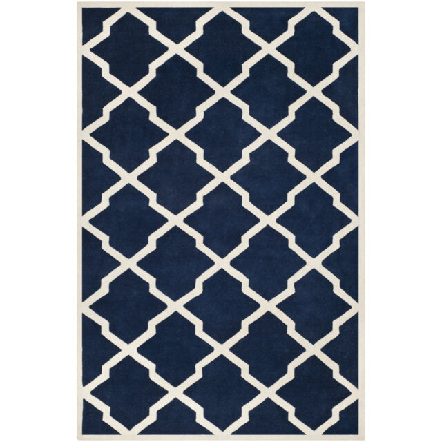 Phillipsdale Hand Tufted Wool Dark Blue/Ivory Rug