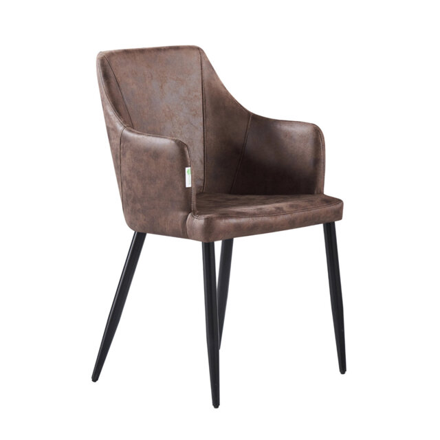 Lehmann Faux Leather Dining Chairs - Ergonomic back with Strong Metal Legs - Modern Armchair for Dining Room Living Room Restaurants