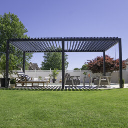 Backyard Discovery Sarasota Louvered Steel Outdoor Patio Pergola With Powerport 6m X 3m (20ft X 10ft)