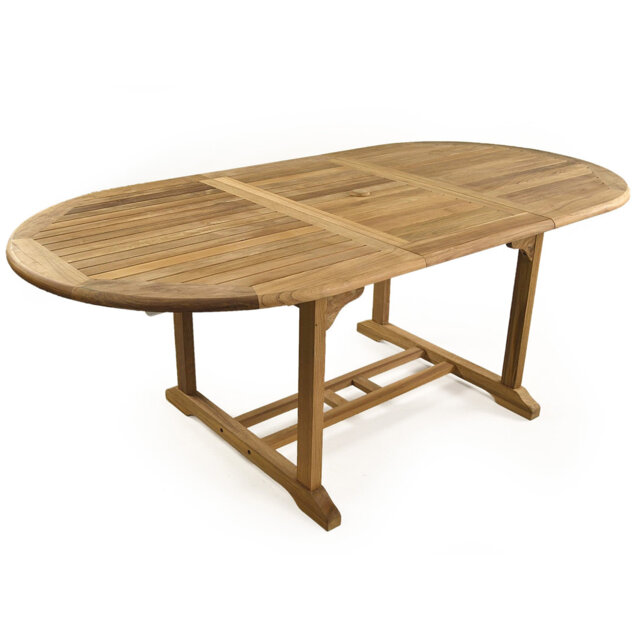 Mariana Oval Teak Outdoor Dining Table With Umbrella Hole , 150cm cm W 110cm cm D