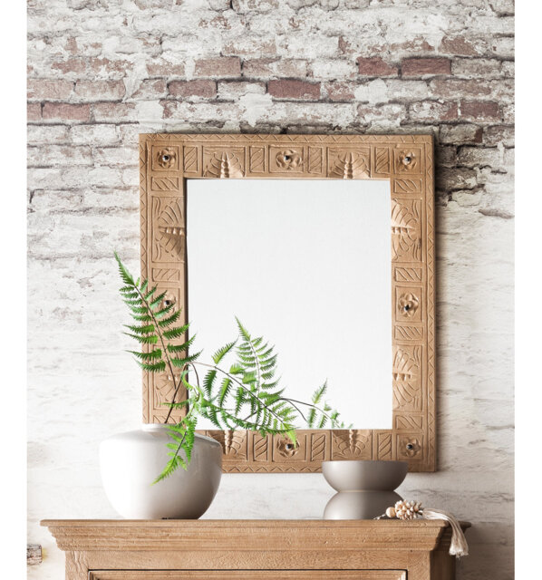 Gelincik Solid Wood Rectangle Wall Mirror