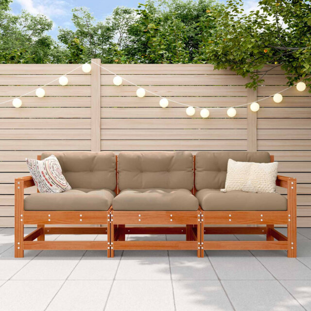 Garden Middle Sofas Outdoor Sofa Sectional Sofa 2 pcs Solid Wood Pine