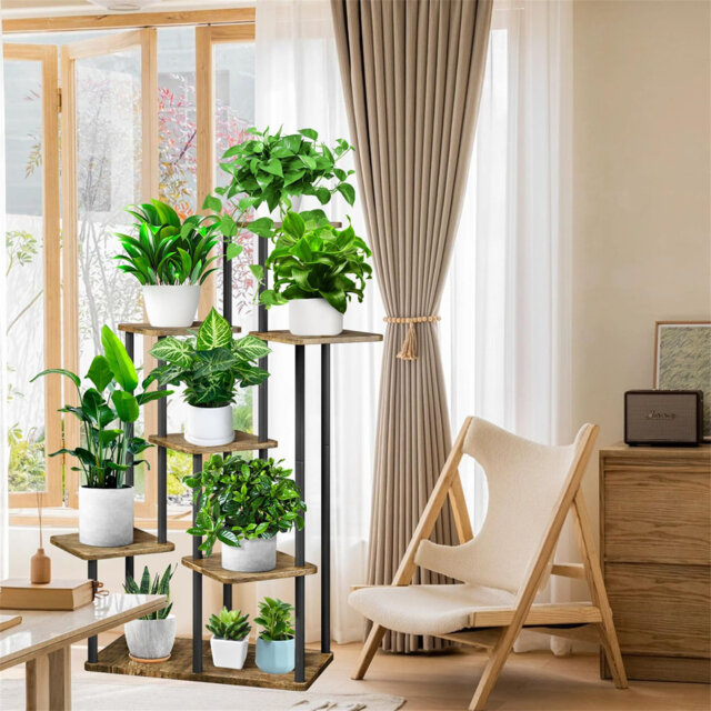 7-Tier Wooden Plant Shelf, Multi-Tiered Plant Stand, Plant Stand