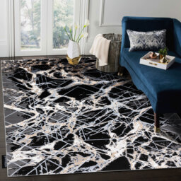 Modern de Luxe rug for the living room, bedroom, abstract - textured gray / gold