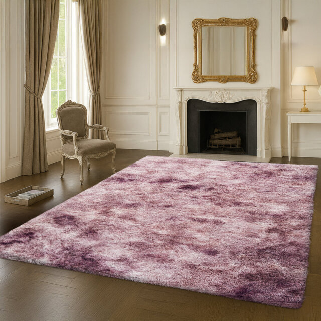 Solid Colour Machine Tufted Shag Area Rug