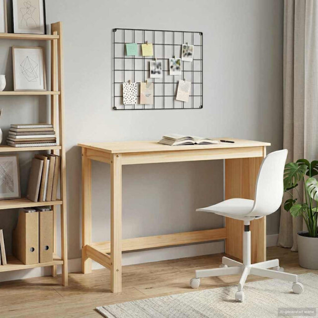 Desk Solid Pine Wood Minimalist Writing Surface Home Office Table Study