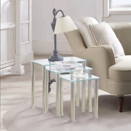 Airete Glass 3 Piece Square Nest of Tables End Side Table Living Room Furniture