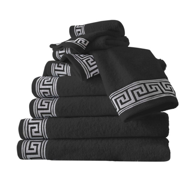 8 Piece Greek Towel Bale Set - Standard Cotton Luxury Soft & Quick Dry Towelette, 4 Face, 2 Hand and 2 Bath Towels Set