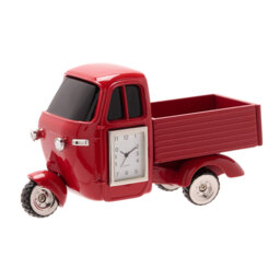 Burtt Analogue Metal Quartz Movement / Crystal Tabletop Clock in Red/White/Black