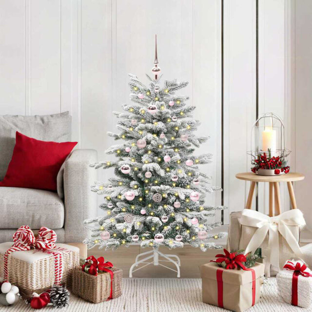 Artificial Hinged Christmas Tree White PE and PVC