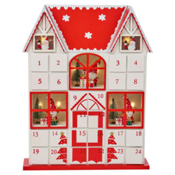 Wooden House Advent Calendar Christmas Xmas Santa LED Lights 24 Drawer Countdown