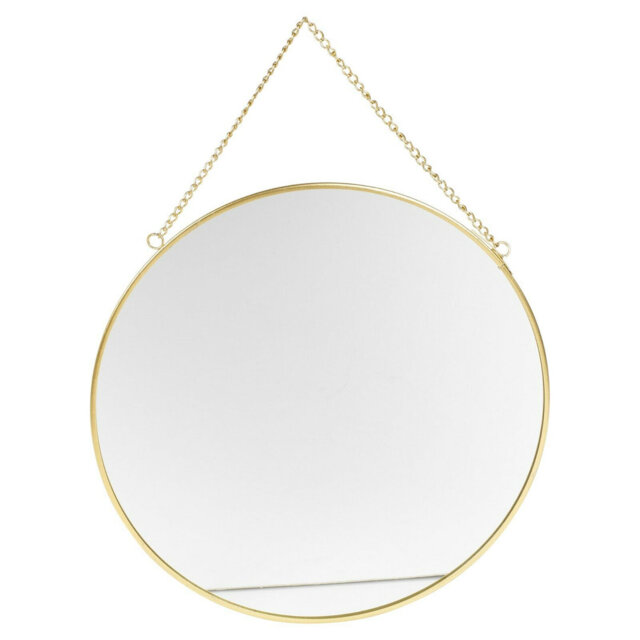Salmeron Round Plastic Framed Rope Hanging Makeup / Shaving Mirror in Gold