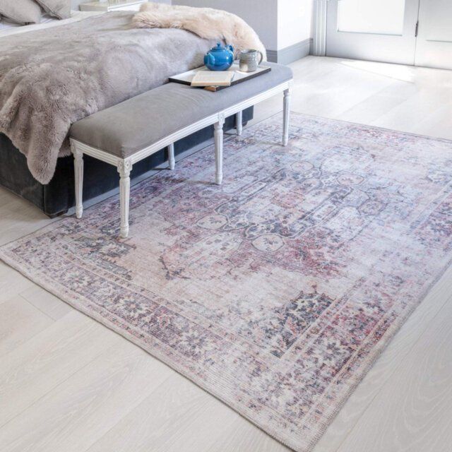 Lila Traditional Abstract Bordered Floral Persian Rug For Living Room And Bedroom