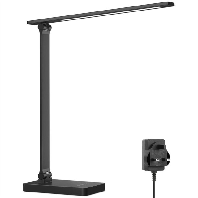 LED Desk Lamp With Power Adapter, 9.2W 750Lm, Dimmable Office Desk Lamp, 5 Brightness Levels X 5 Color Modes, Touch Control Fluorescent Lamp,