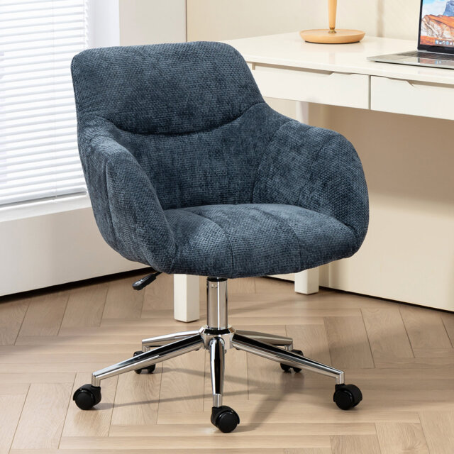 Soft Chenille Upholstered Home Office Chair Swivel Desk Chair
