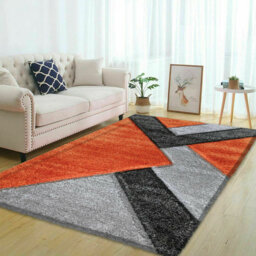 Machine Woven Orange/Black/Grey Rug
