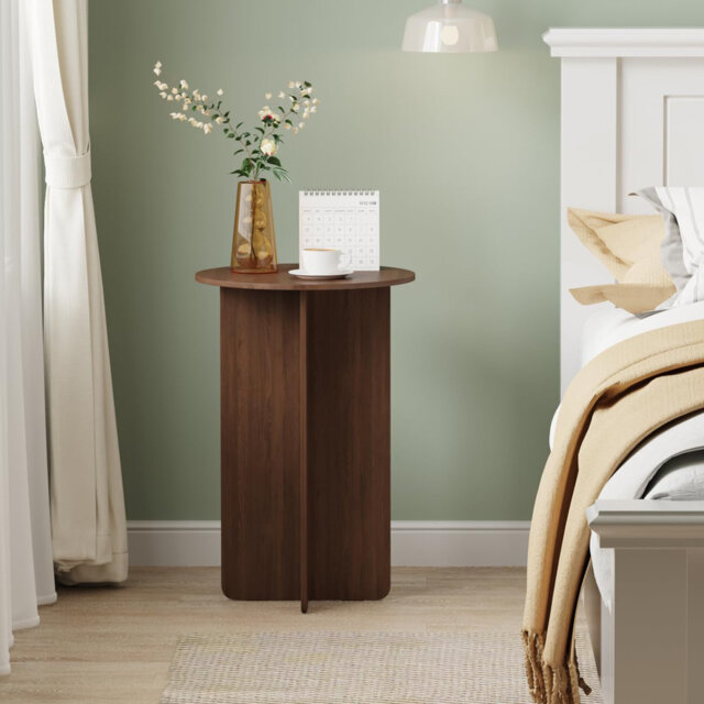 Round End Table, Small Sofa Side Table For Living Room, Wood Bedside Nightstand For Bedroom, Teatable For Balcony Small Space