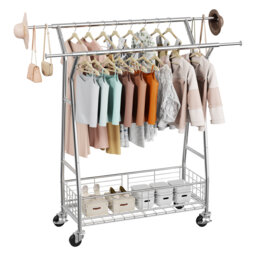Adjustable Rolling Clothing Rack