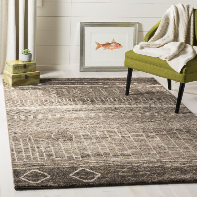 Montsalas Handmade Hooked Brown Rug