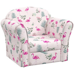 AIYAPLAY Kids Sofa Chair Toddler Armchair Wooden Frame Flamingo Pink