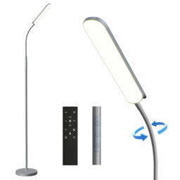 Dimmable LED Floor Lamp with Adjustable Gooseneck, Standing Reading Light with Remote Control