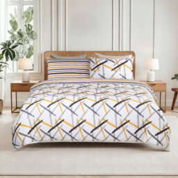 Dual Pattern Reversible Brushed Microfiber Printed Duvet Cover Set With Matching Pillow Covers