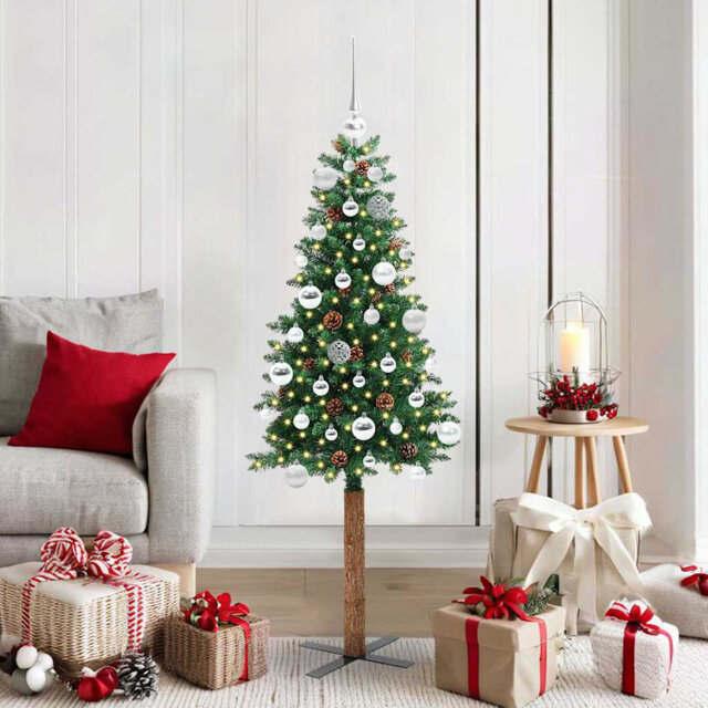 Slim Christmas Tree PVC and Solid Pine wood