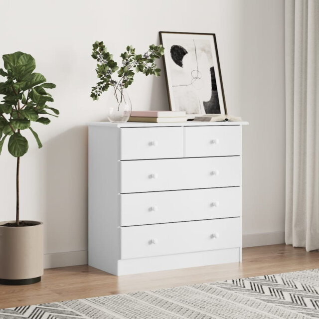 Mamon Solid Wood 77cm W 5 - Drawer Chest of Drawers