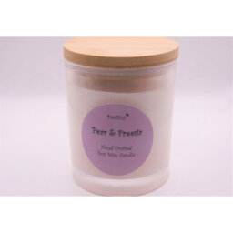Pear And Freesia Scented Jar Candle with Glass Holder